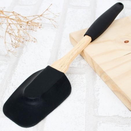 Espátula Multiuso Cabo Madeira Silicone 25,5Cm - Feira Da Madrugada SP