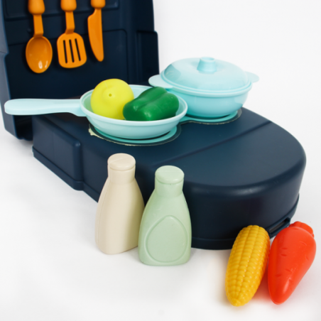 Kit Cozinha Na Mochila 16 Peças Azul Brinquedo - Feira Da Madrugada SP