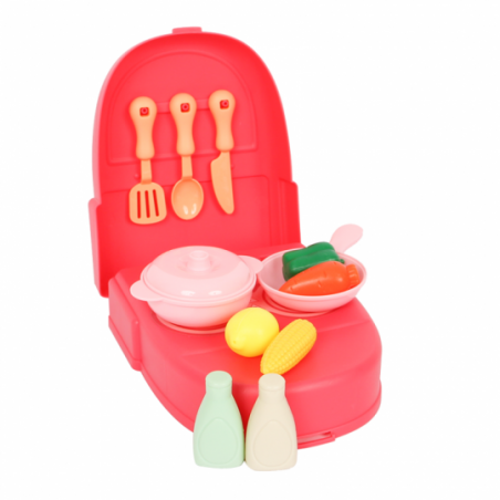 Kit Cozinha Na Mochila 16 Peças Rosa Brinquedo - Feira Da Madrugada SP