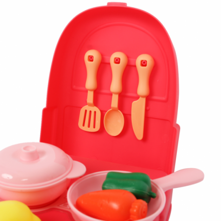 Kit Cozinha Na Mochila 16 Peças Rosa Brinquedo - Feira Da Madrugada SP