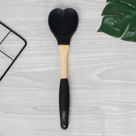 Espátula De Silicone Formato Coração Cabo Madeira/Silicone - Compre Agora!