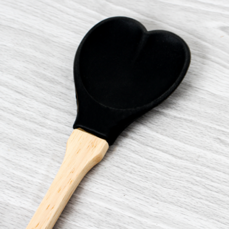 Espátula De Silicone Formato Coração Cabo Madeira/Silicone - Compre Agora!