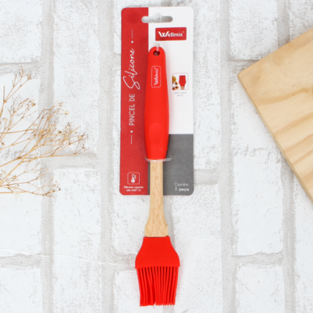 Pincel De Silicone Culinário Cabo Madeira Para Untar - Feira Da Madrugada SP