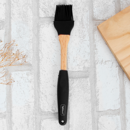 Pincel De Silicone Culinário Cabo Madeira Para Untar - Feira Da Madrugada SP