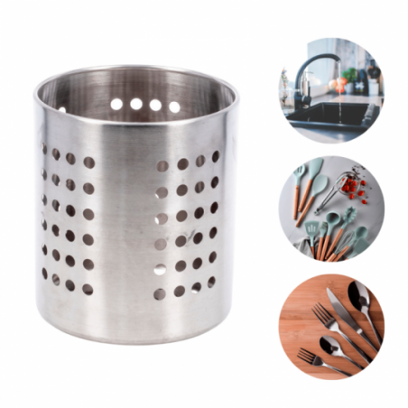 Escorredor Porta Talheres Em Aço Inox 14 x 12 cm - Feira Da Madrugada SP