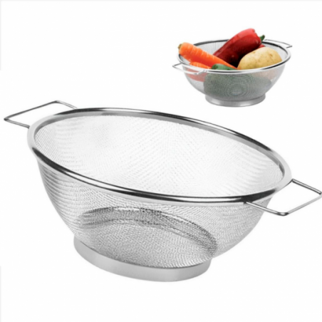 Cesto Escorredor De Alimentos Inox 28 Cm - Feira Da Madrugada SP
