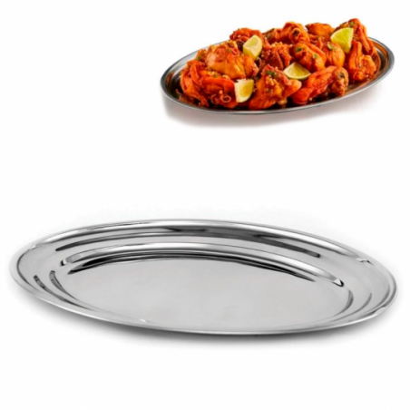 Travessa Bandeja Oval De Inox 36 Cm Multiuso - Feira Da Madrugada SP