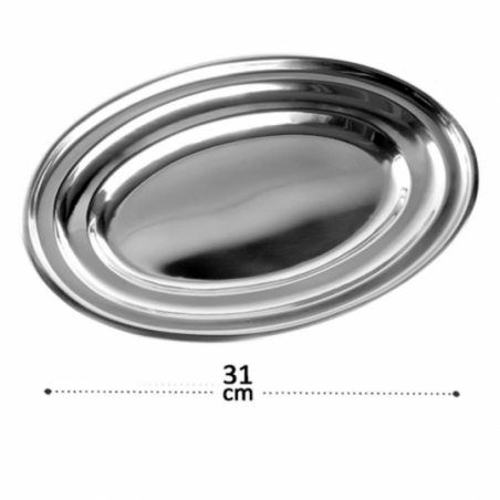 Travessa Bandeja Oval De Inox 31 Cm Multiuso - Feira Da Madrugada SP