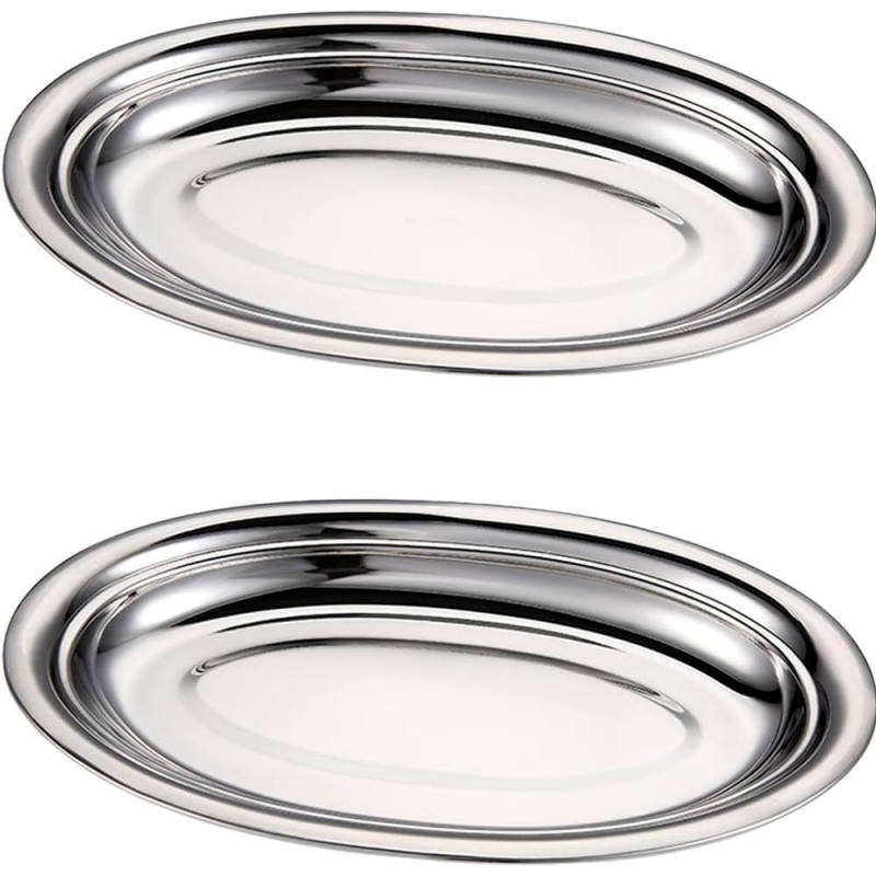 Travessa Bandeja Oval De Inox 31 Cm Multiuso - Feira Da Madrugada SP