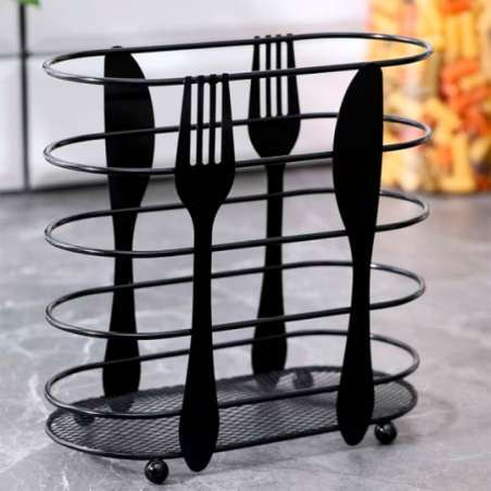 Escorredor Porta Talheres Aramado Oval 16 Cm Preto  - Feira Da Madrugada SP
