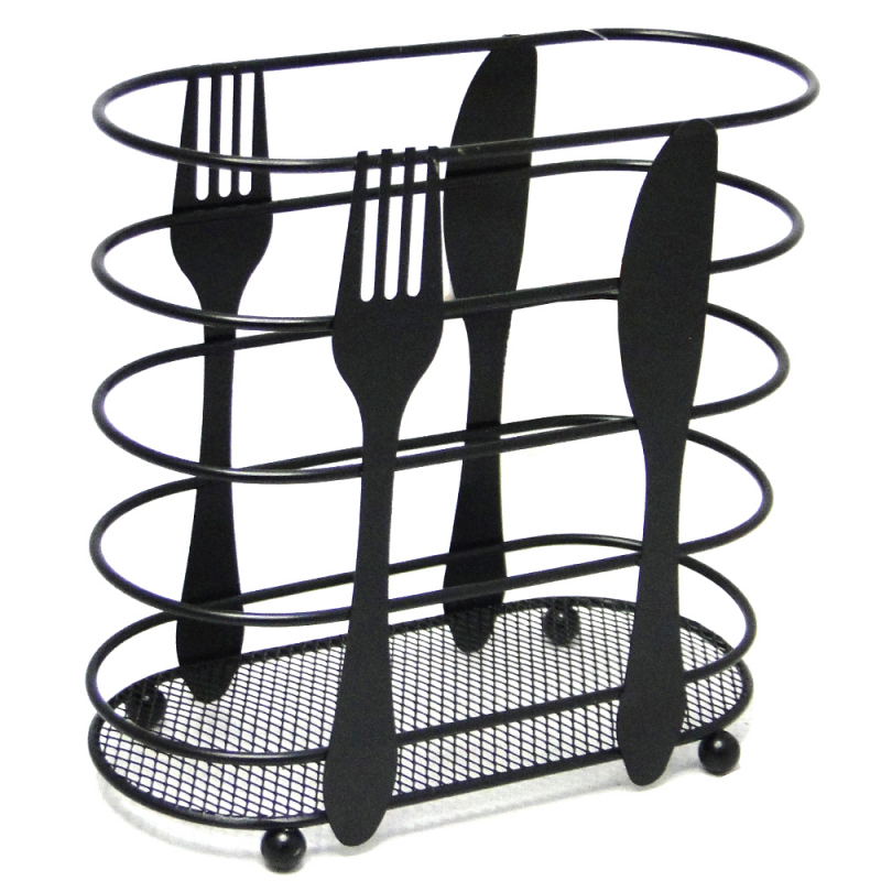 Escorredor Porta Talheres Aramado Oval 16 Cm Preto  - Feira Da Madrugada SP