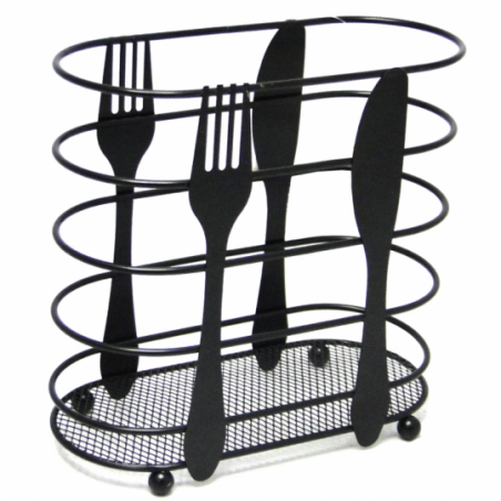 Escorredor Porta Talheres Aramado Oval 16 Cm Preto  - Feira Da Madrugada SP