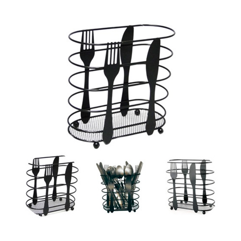 Escorredor Porta Talheres Aramado Oval 16 Cm Preto  - Feira Da Madrugada SP