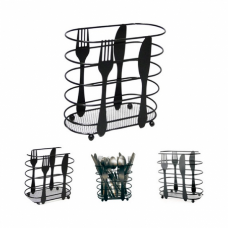 Escorredor Porta Talheres Aramado Oval 16 Cm Preto  - Feira Da Madrugada SP