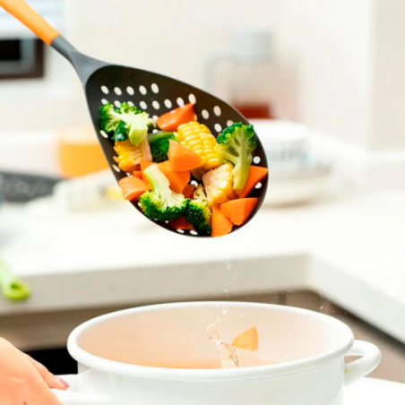 Escumadeira De Cozinha Oval 38 Cm Multiuso - Feira Da Madrugada SP