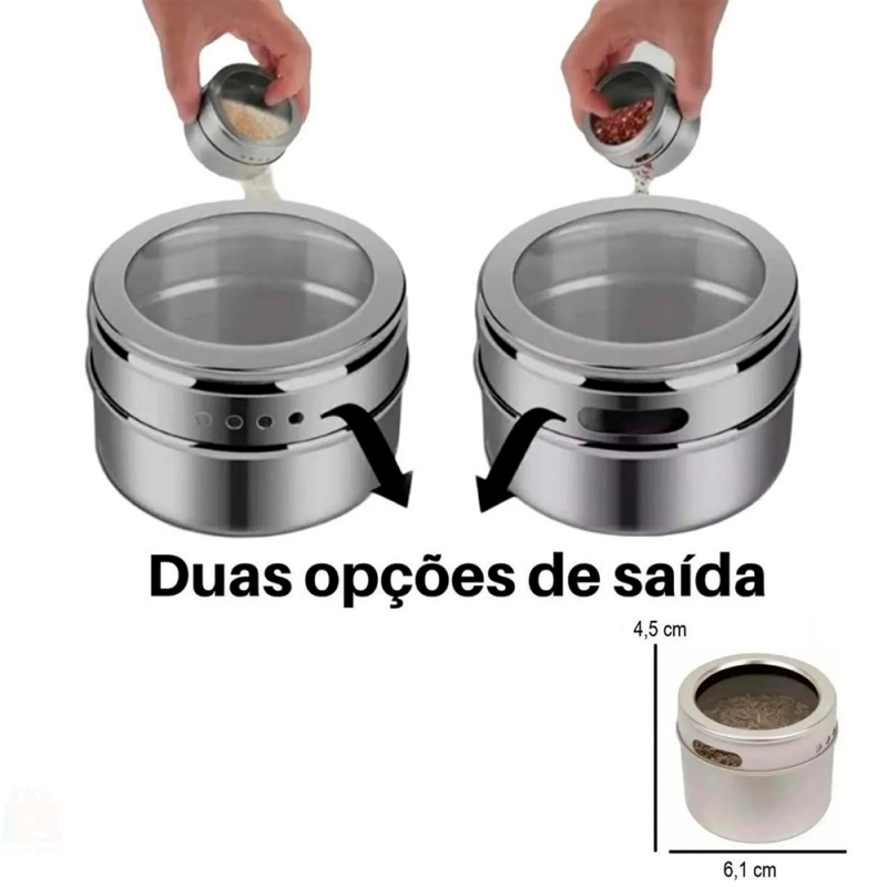 Porta Condimento Magnético De Inox 75ml - Feira Da Madrugada SP