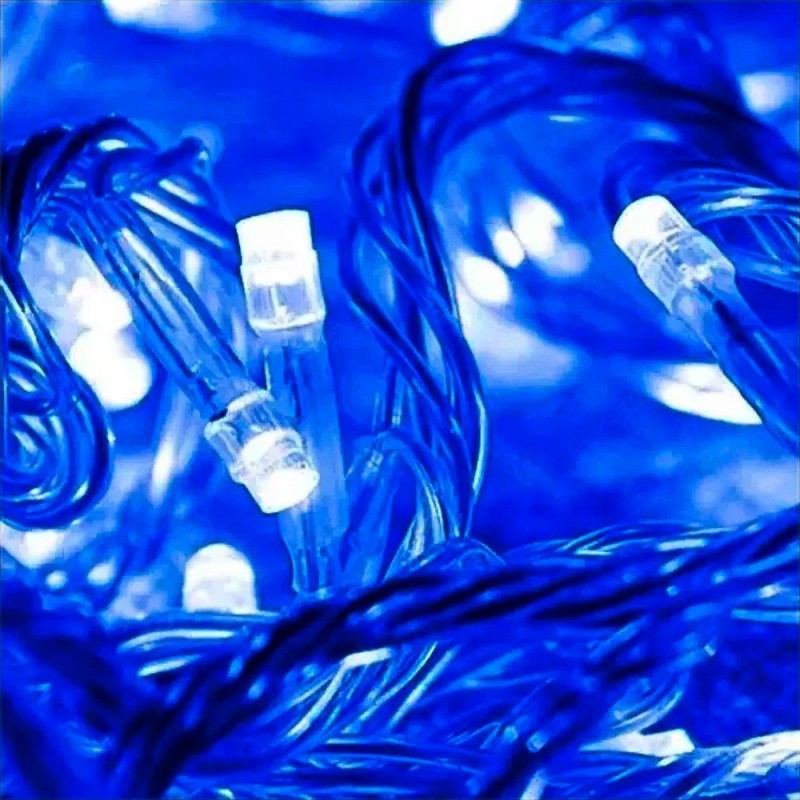 Pisca Pisca 50 Lâmpadas Azul 5 Metros Fio Transparente Natal - Feira Da Madrugada SP