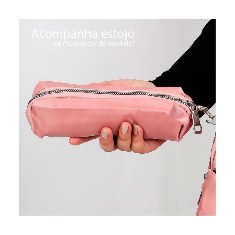 Kit Mochila Feminina Impermeável Estampada + Estojo - Feira Da Madrugada SP