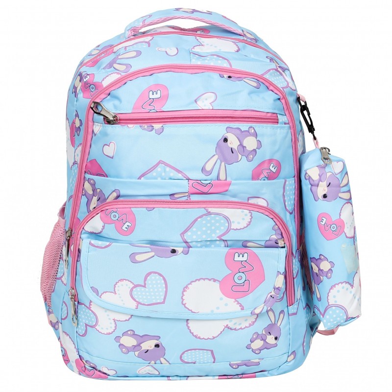 Kit Mochila Feminina + Estojo Com Estampa De Coelho - Feira Da Madrugada SP