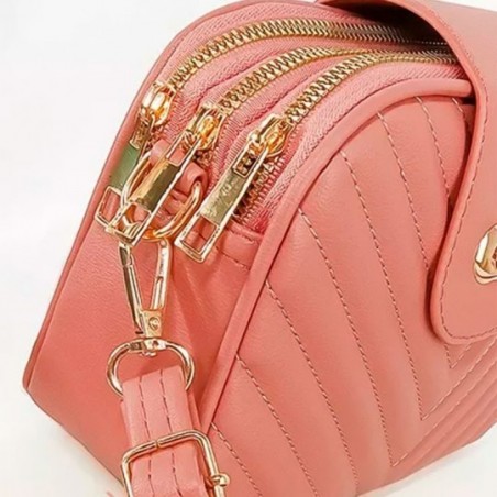 Bolsa Transversal Feminina 3 Repartições Detalhes Dourados - Feira Da Madrugada SP