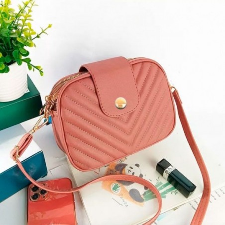 Bolsa Transversal Feminina 3 Repartições Detalhes Dourados - Feira Da Madrugada SP