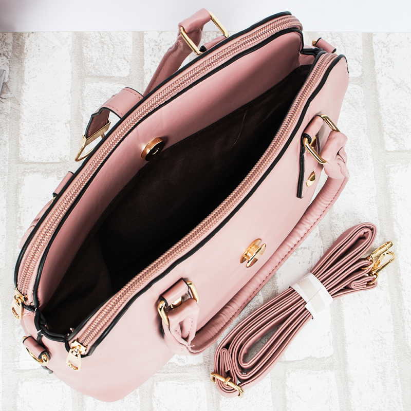 Bolsa Feminina Pequena Detalhes Dourados 3 Repartições - Compre Agora!