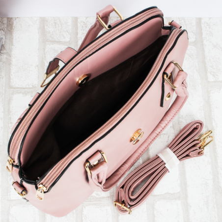 Bolsa Feminina Pequena Detalhes Dourados 3 Repartições - Compre Agora!