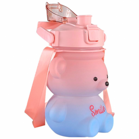 Garrafa de Água Infantil 1100ml Formato De Urso Com Adesivos - Feira Da Madrugada SP