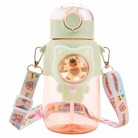 Garrafa Infantil 680ml Urso Com Adesivos E Canudo - Feira Da Madrugada SP