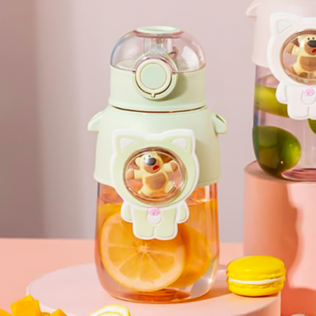 Garrafa Infantil 680ml Urso Com Adesivos E Canudo - Feira Da Madrugada SP