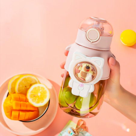 Garrafa Infantil 680ml Urso Com Adesivos E Canudo - Feira Da Madrugada SP