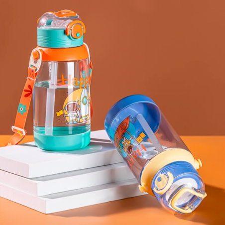 Garrafa De Agua 700ml Decorada Infantil Com Canudo - Feira Da Madrugada SP