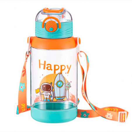 Garrafa De Agua 700ml Decorada Infantil Com Canudo - Feira Da Madrugada SP