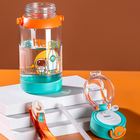 Garrafa De Agua 700ml Decorada Infantil Com Canudo - Feira Da Madrugada SP