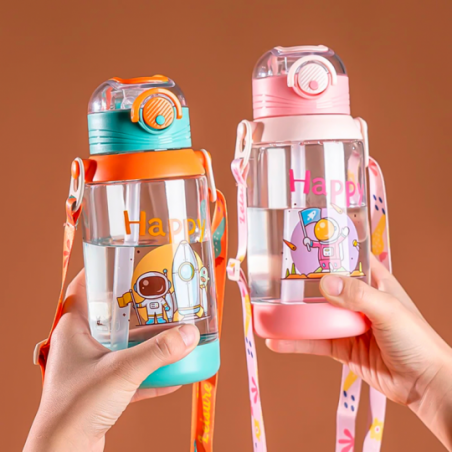 Garrafa De Agua 700ml Decorada Infantil Com Canudo - Feira Da Madrugada SP