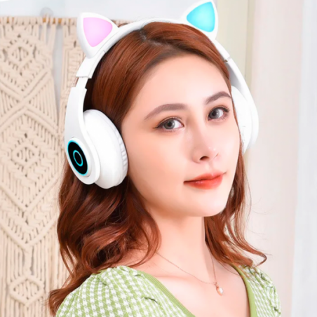 Fone De Ouvido Headphone Sem Fio Orelha De Gato - Feira Da Madrugada SP