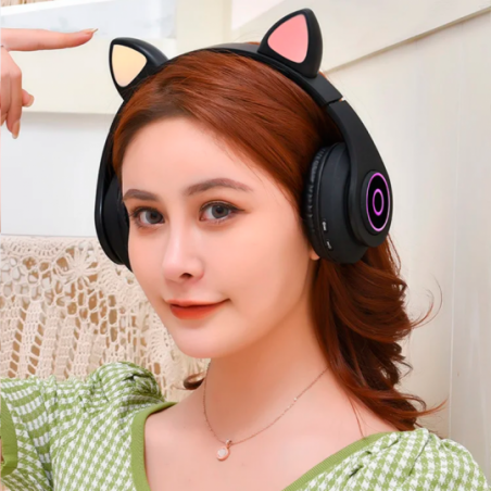 Fone De Ouvido Headphone Sem Fio Orelha De Gato - Feira Da Madrugada SP