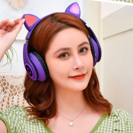 Fone De Ouvido Headphone Sem Fio Orelha De Gato - Feira Da Madrugada SP