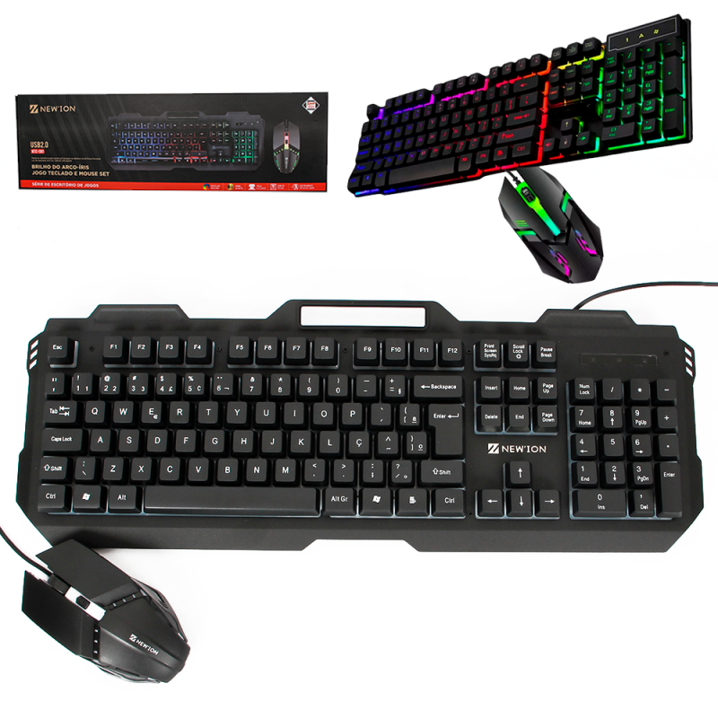 Kit Teclado E Mouse Gamer Luz RGB Com Fio - Feira da Madrugada SP