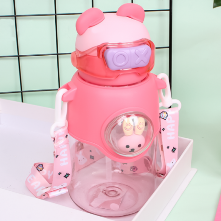 Garrafa De Água 650ml Infantil De Coelho Com Adesivos - Feira Da Madrugada SP