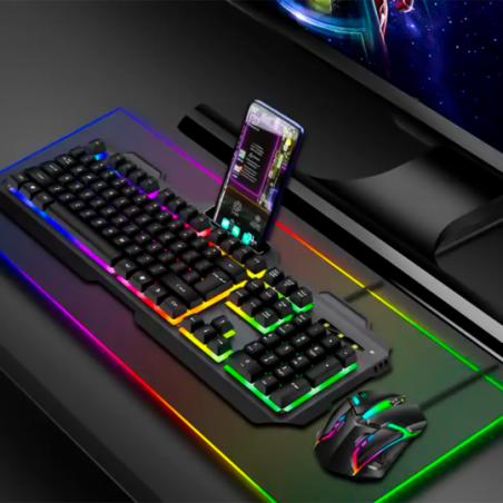 Kit Teclado E Mouse Gamer Luz RGB Com Fio - Feira da Madrugada SP