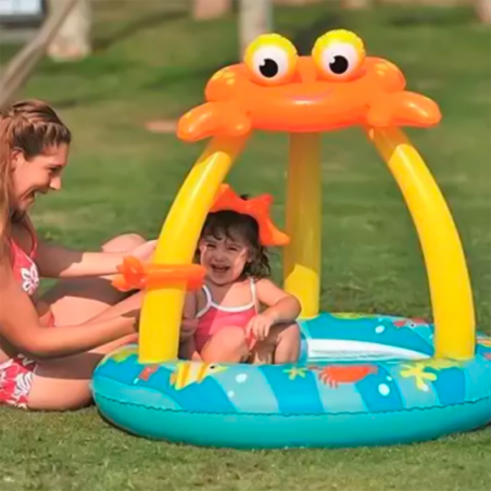 Piscina Infantil Inflável 50 Litros Com Cobertura Caranguejo - Feira Da Madrugada SP