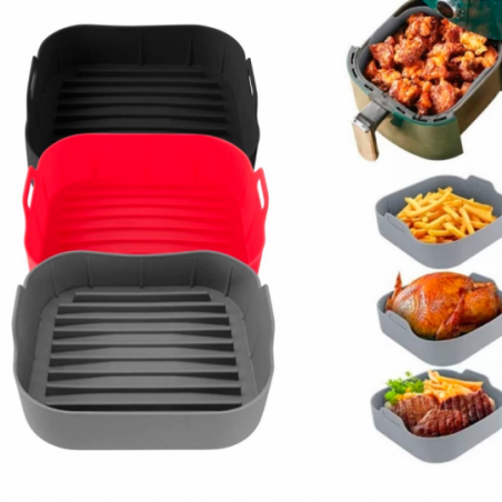 Forma De Silicone Quadrada Com Alça Para Air Fryer 16 Cm - Feira Da Madrugada SP