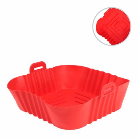 Forma De Silicone Quadrada Com Alça Para Air Fryer 16 Cm - Feira Da Madrugada SP