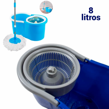 Mop Spin 360° Esfregão Giratório Multiuso Balde 8L Limpeza - Compre Agora!