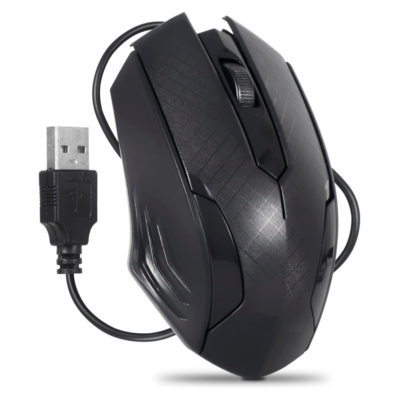 Mouse Óptico Com Fio USB 3.0 Preto Design Moderno - Feira Da Madrugada SP