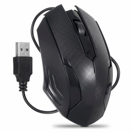 Mouse Óptico Com Fio USB 3.0 Preto Design Moderno - Feira Da Madrugada SP