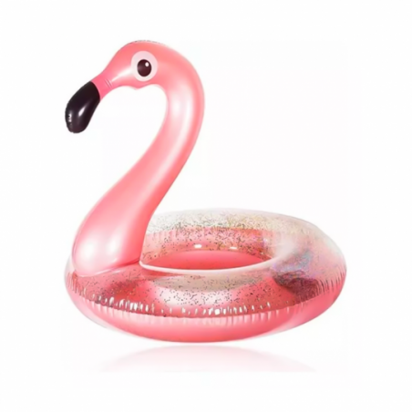 Boia Circular De Flamingo 58cm Com Glitter Infantil - Feira Da Madrugada SP
