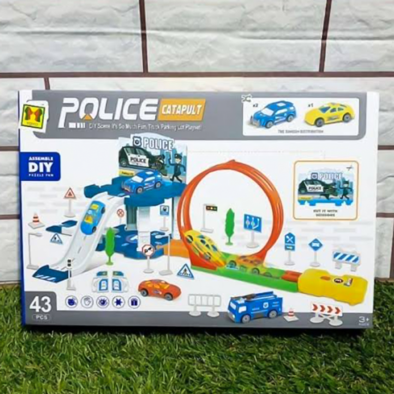 Pista Estacionamento Policial Com Looping 43 Peças Infantil - Feira Da Madrugada SP