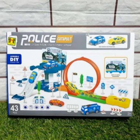 Pista Estacionamento Policial Com Looping 43 Peças Infantil - Feira Da Madrugada SP